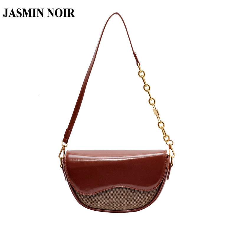 Túi Xách JASMIN NOIR Đeo Chéo Chất Liệu Da PU Hình Yên Ngựa Cho Nữ