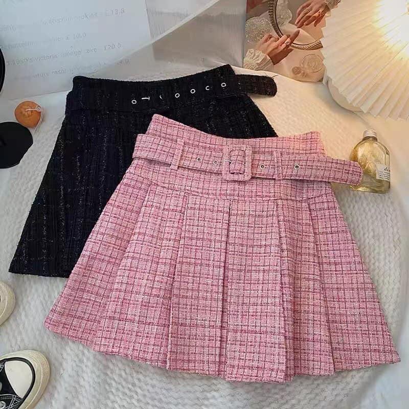 CHÂN VÁY DẠ XẾP LY CÓ QUẦN BẢO HỘ KÈM THẮT LƯNG CHO BÉ- HÀNG QCCC