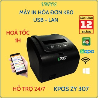 Máy in hoá đơn, in bill tính tiền K80 Zy307 USB LAN từ các phần mềm bán hàng(Tặng phần mềm bán hàng)
