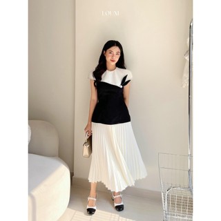 LOUXI - Chân váy dập ly dài LL