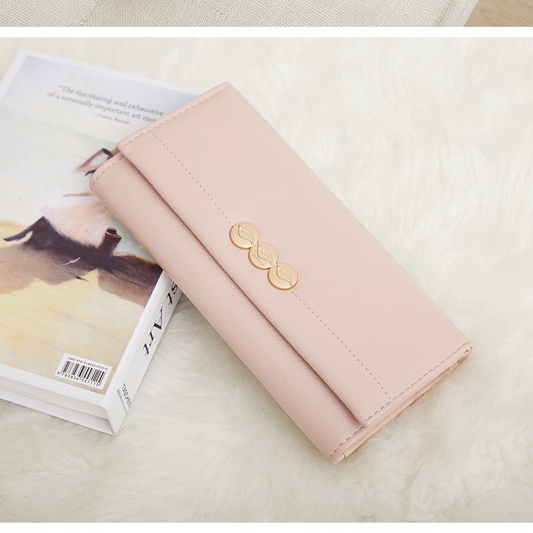 Ví nữ dài cao cấp gắn hình lá đẹp thời trang nhiều ngăn cầm tay ROSE V31