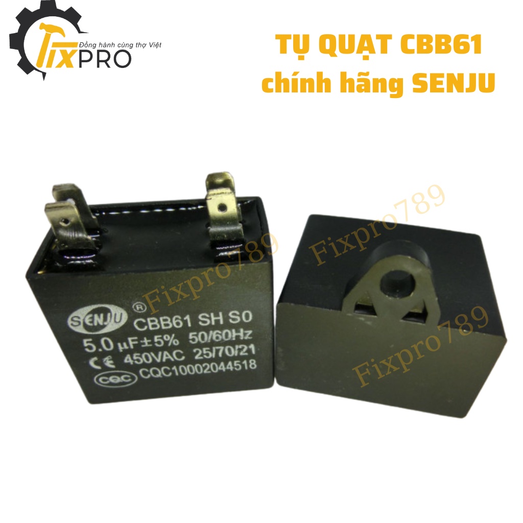 Tụ quạt 1.5uF-- 10UF 450VAC CBB61 4 chân cắm jack chính hãng SENJU, JCCONs