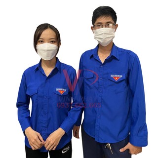 Áo Sơ Mi Đoàn Thanh Niên Nam Nữ Dài Tay Logo Thêu, Hình Thật Vải Đẹp - Thương Hiệu Vĩnh Phát