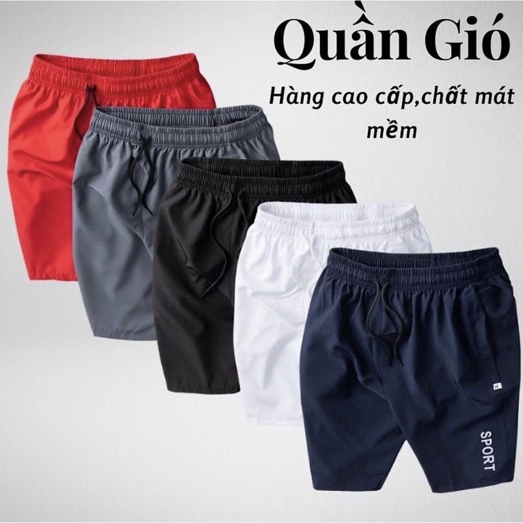 Quần đùi nam vải gió màu trắng Sport thời trang thể thao co giãn thoải mái vận động