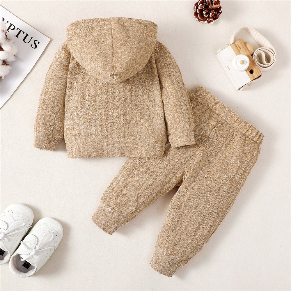 Set đồ 2 món MIKRDOO gồm áo thun trơn tay dài có nón + quần cotton giữ ấm mùa thu cho bé sơ sinh