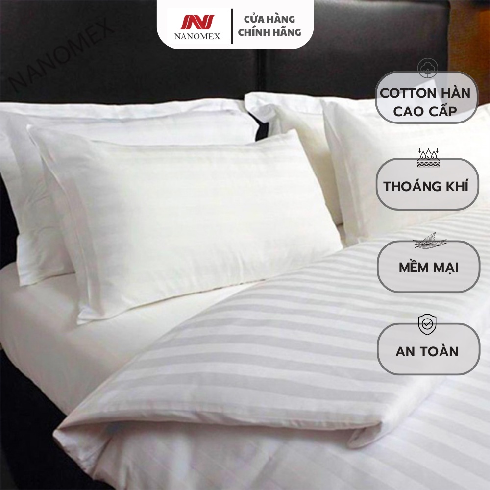 Vỏ gối nằm Cotton Nanomex size 45x65 cm , vỏ gối đầu không có khóa kéo,Tiêu chuẩn khách sạn, chất liệu cotton cvc