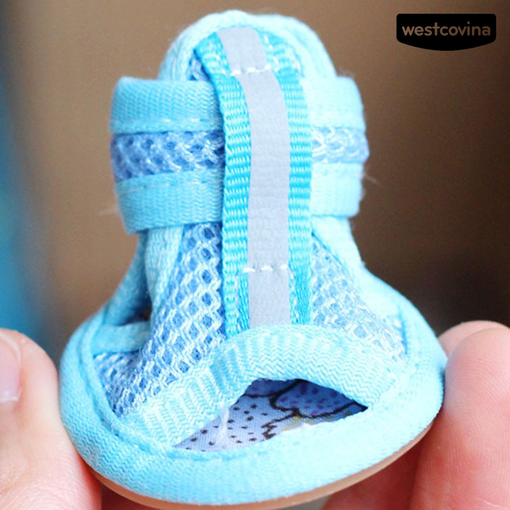 [Hot]♝Set 4 Đôi Xăng đan Đế Cao Su Chống Trượt Màu Sắc Đa Dạng Cho Thú Cưng