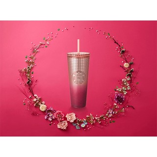 Ly starbucks cold cup 24oz pink grid