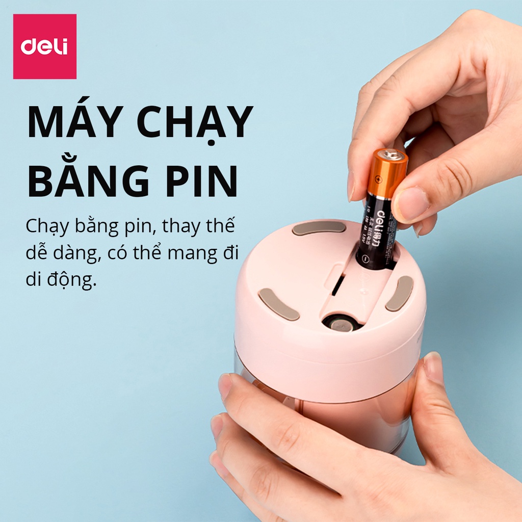 Gọt bút chì điện tự động Deli tiện lợi, an toàn và bảo vệ người dùng, màu sắc hiện đại sang trọng VA100