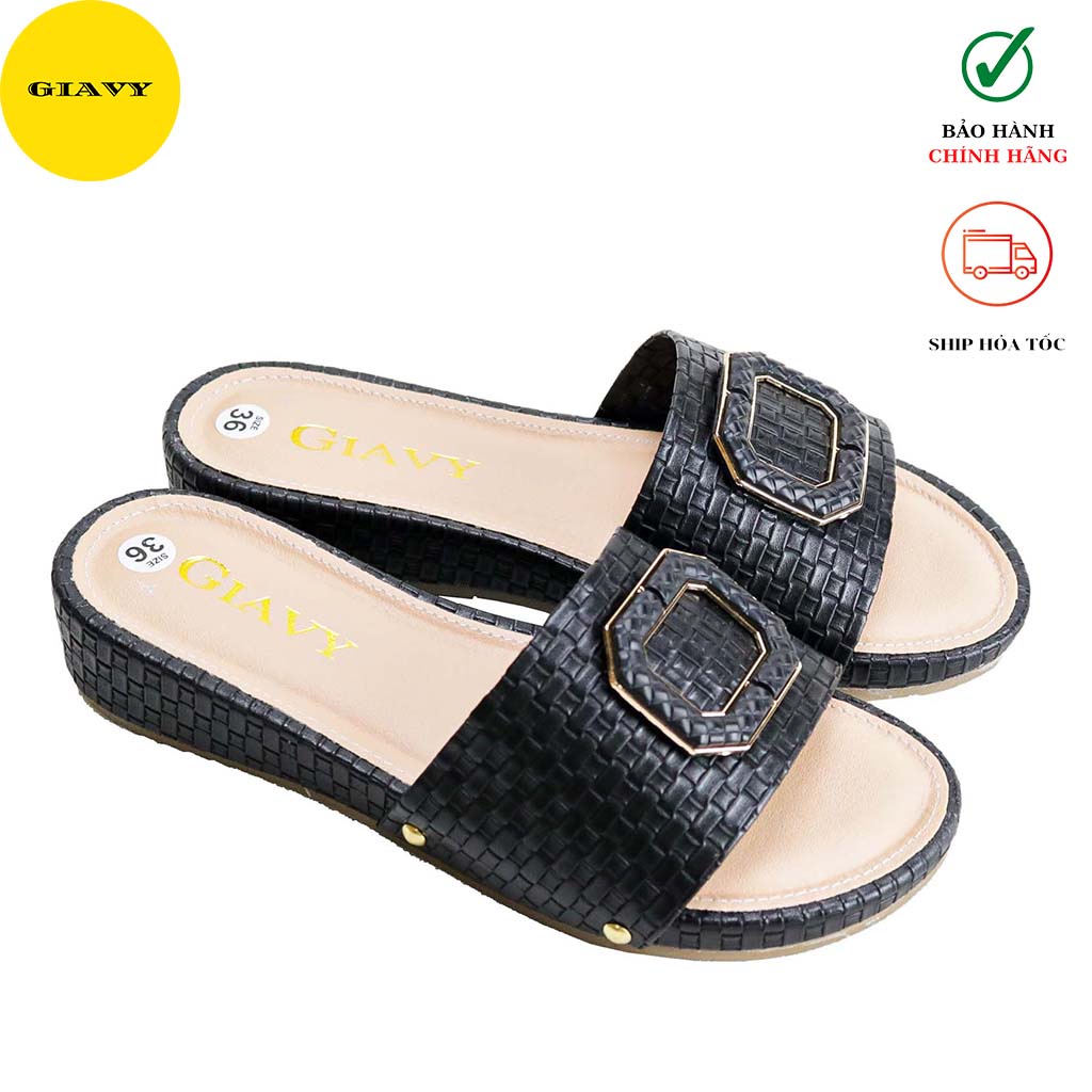 Dép nữ quai ngang khóa chữ H901  - GIÀY GIAVY