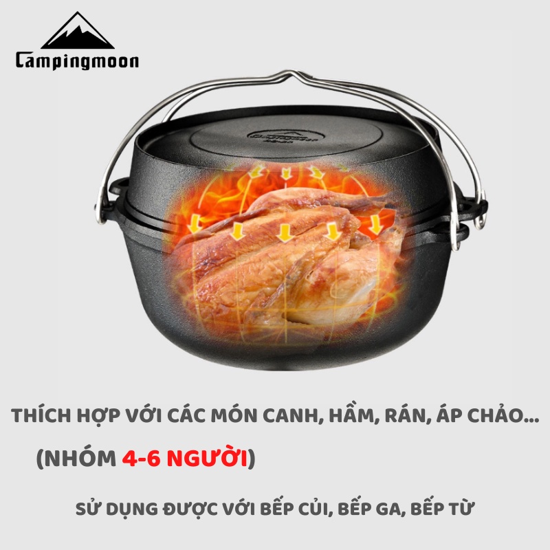 NỒI GANG KÈM CHẢO DÃ NGOẠI CẮM TRẠI CAMPINGMOON DO-28