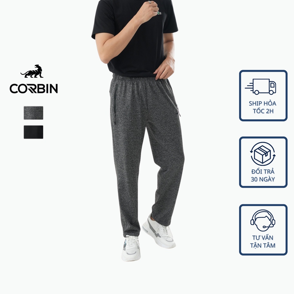 Quần nỉ suông nam CORBIN chất dày ấm thêu hình cao cấp