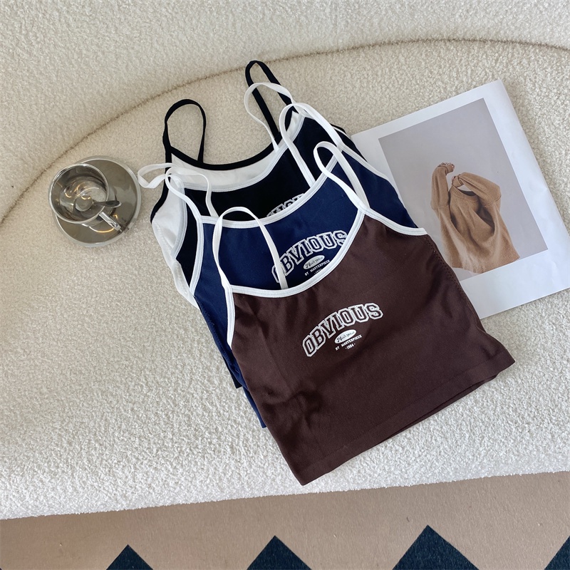 NRVP Áo tanktop co giãn phong cách Hàn Quốc với đệm ngực