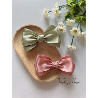 Kẹp tóc nơ satin 2 tầng không đuôi hàn quốc