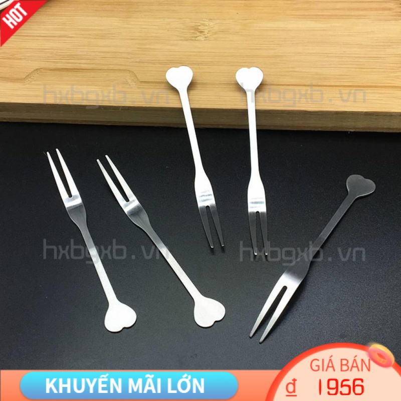 [hxbgxb] Nĩa Ăn Tráng Miệng / Salad Bằng Thép Không Gỉ Họa Tiết Xinh Xắn