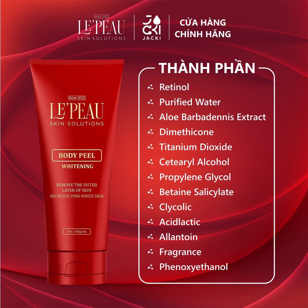 Kem bong da, Peel nách Retinol, peel chân, peel body, khử thâm làm trắng da toàn thân Lepeau - chính hãng