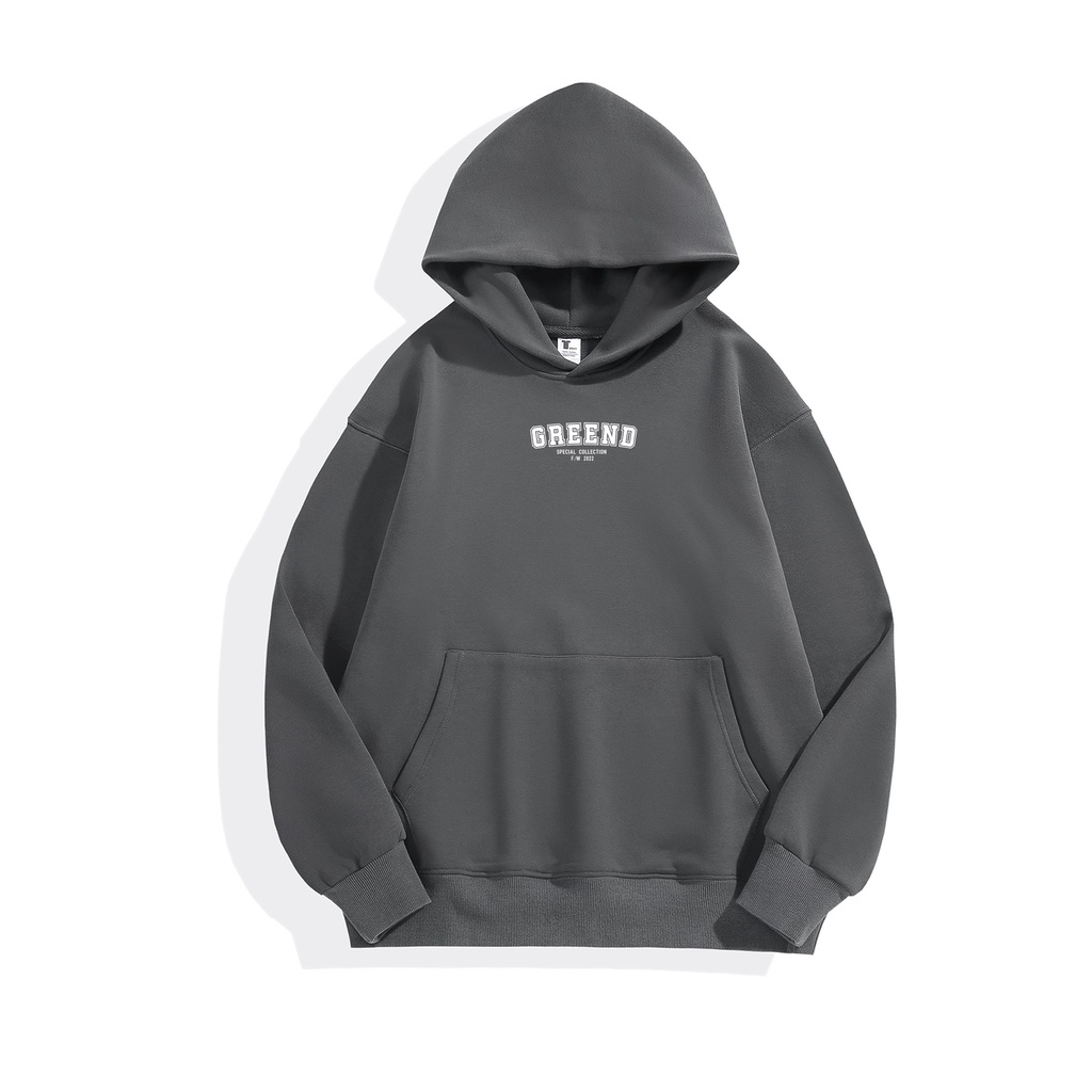 Áo khoác xám hoodie nam nữ unisex nỉ bông dày form dài rộng local Greend HD009