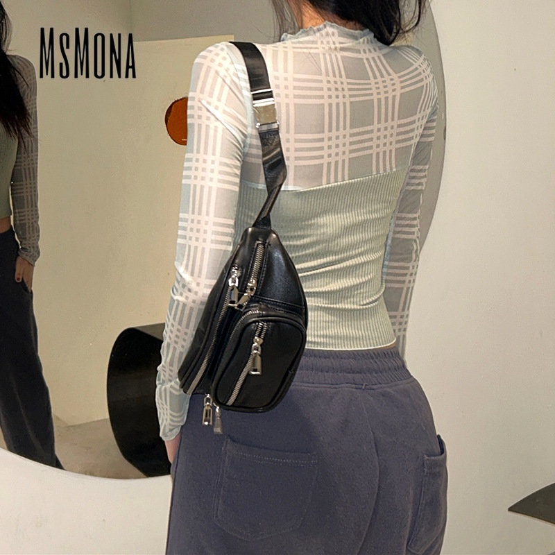 MsMona Áo Thun Tay Dài Cổ Lọ Màu Trơn Thời Trang 2022 Cho Nữ