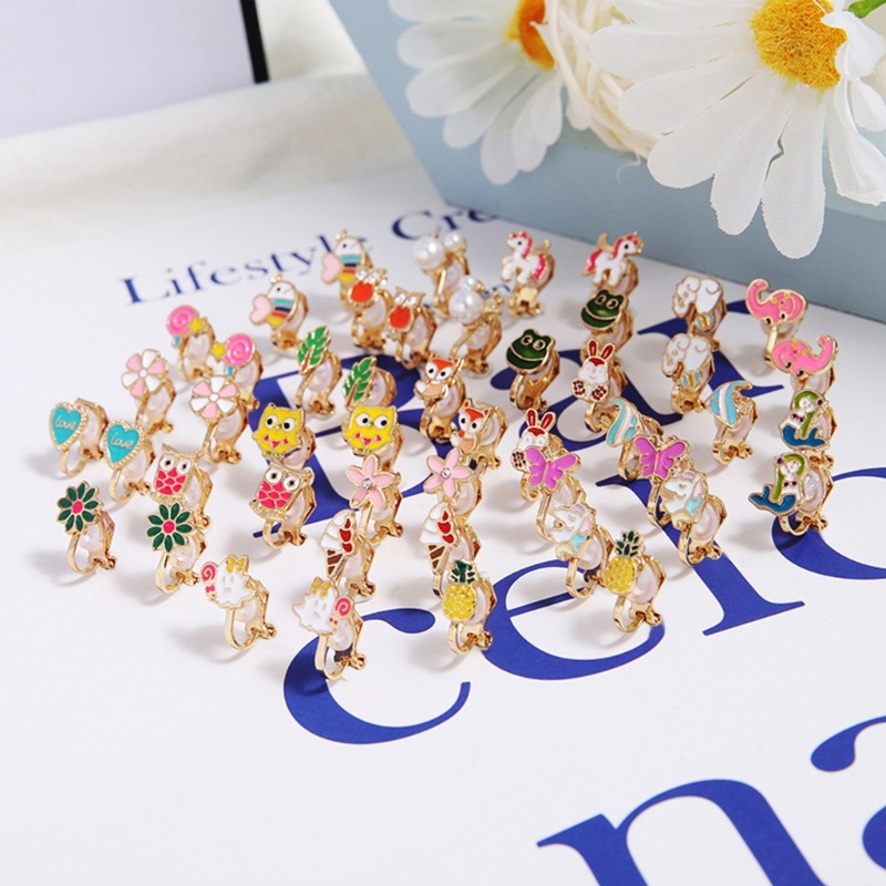 Bộ 24 Đôi Bông Tai Kẹo Hình Động Vật Không Đau Thời Trang Cho Nữ