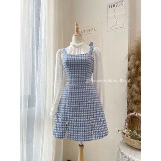 Váy Blue Bird chất dạ tweet xanh mùa thu đông - Flower & Dot