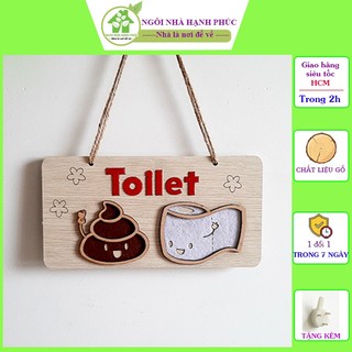 Bảng gỗ decor trang trí treo cửa toilet WC  Mẫu BM_012 hoa văn NGỘ NGHĨNH