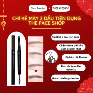 Chì Kẻ Mày 2 Đầu THE FACE SHOP Designing Eyebrow Pencil - mẫu mới (Chính Hãng)