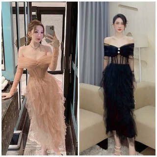 Lunar Dress ❤️ Đầm body phối lưới tầng trễ vai gợn sóng, phù hợp đi tiệc, sự kiện, đi làm concept party, event, prom NUT