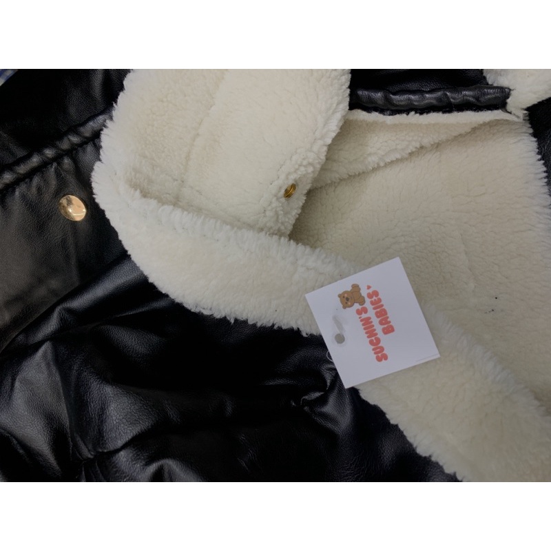 Áo khoác da lót bông ấm cho bé Suchin