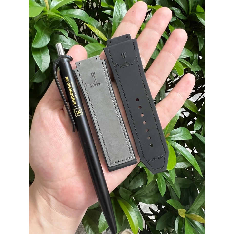 Dây Đồng Hồ H.U.B.l.O.T Lót Da Lộn Xám Tối Thơm Mùi Vani Case 38mm Size Dây 15 - 23 -20