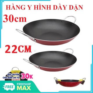 [ảnh thật] BỘ 2 CHẢO CHỐNG DÍNH SÂU LÒNG 2 QUAI SIZE 30cm VÀ 22cm - CHẢO CHỐNG DÍNH CHIÊN XÀO CAO CẤP