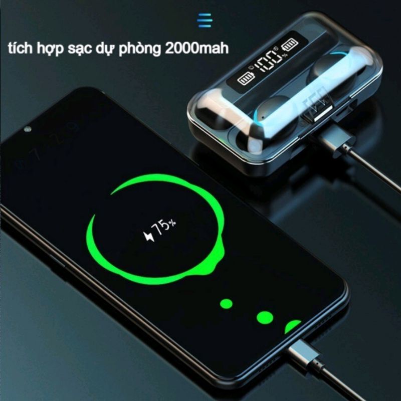 ❄🌲💎SẠC DỰ PHÒNG + TAI NGHE Bluetooth F9 TWS 5.0🌈🎼🎵