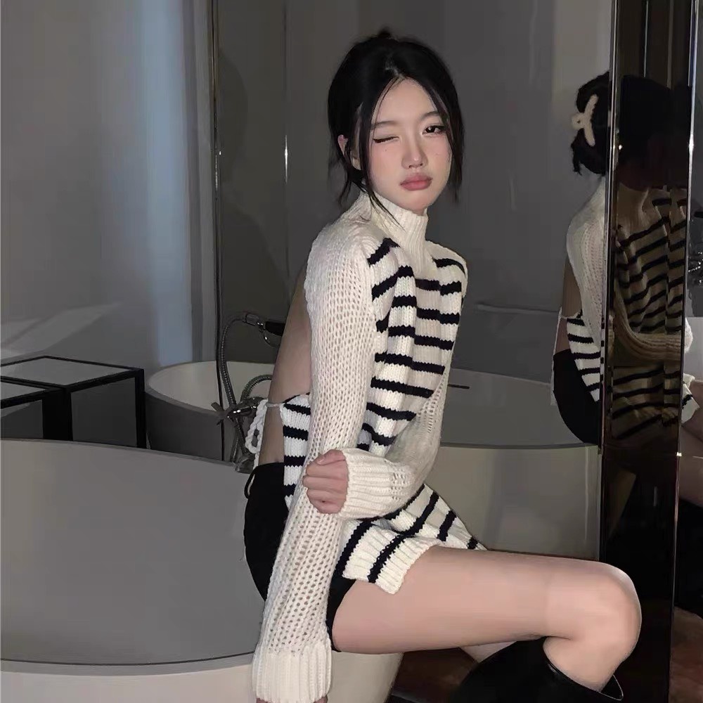 Áo Len Cổ Lọ Dày Dặn, Kiểu Dáng Cách Điệu Khoe Lưng Trần Quyến Rũ, Đường May Tỉ Mỉ Chắc Chắn 🕊️