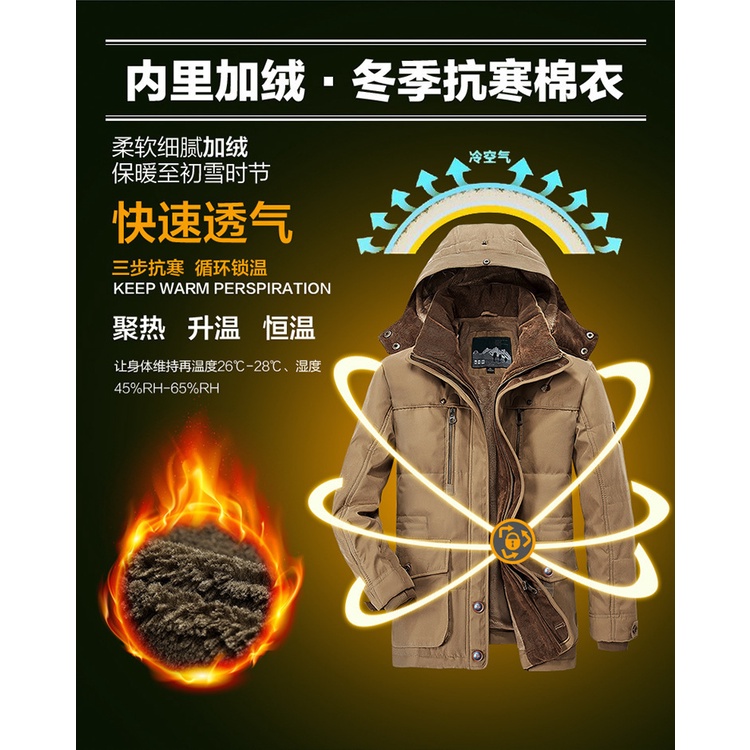 Áo Khoác Đệm Cotton Lót Lông Cừu Dày Dặn Thời Trang Mùa Đông 13029 Cho Nam Trung Niên