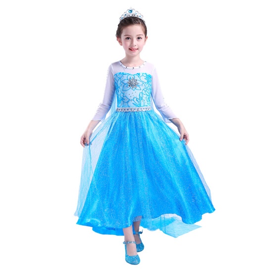 🍄   Váy Đầm Công Chúa Elsa + Tà Dài Dài Chạm Đất