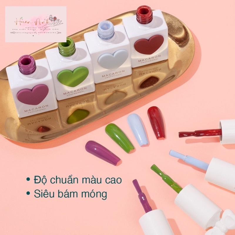 Set Sơn Gel Trái Tim Nơ Macaron 58 Màu Chính Hãng Dung Tích 15ml - Tặng kèm 1 cặp base top và bảng màu y hình