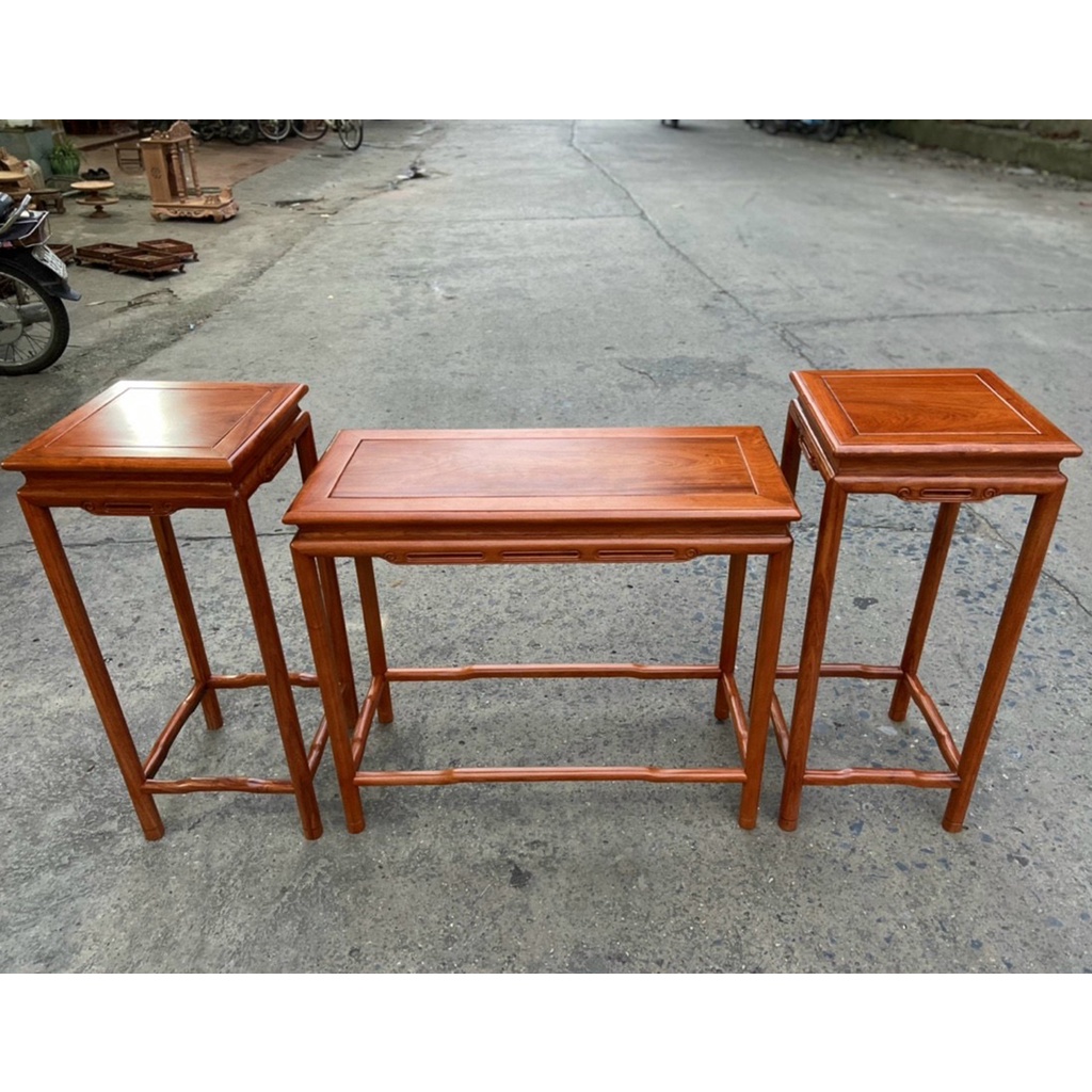 Bộ đôn ghế chân tròn chữ nhật vuông gỗ hương kê phòng khách