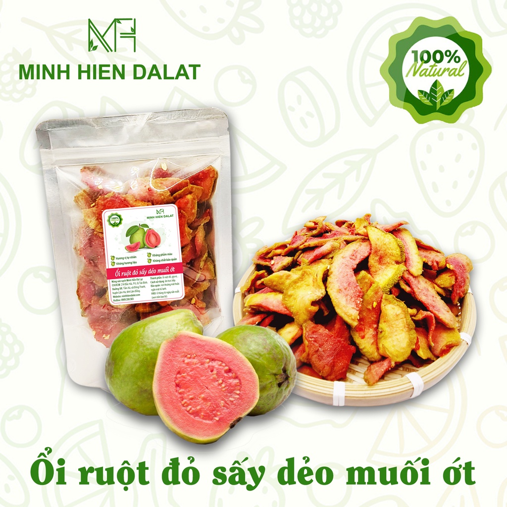 Ổi ruột đỏ sấy dẻo muối ớt Minh Hiền Đà Lạt vị tự nhiên ít ngọt - Túi zip dễ bảo quản HSD T4/2024