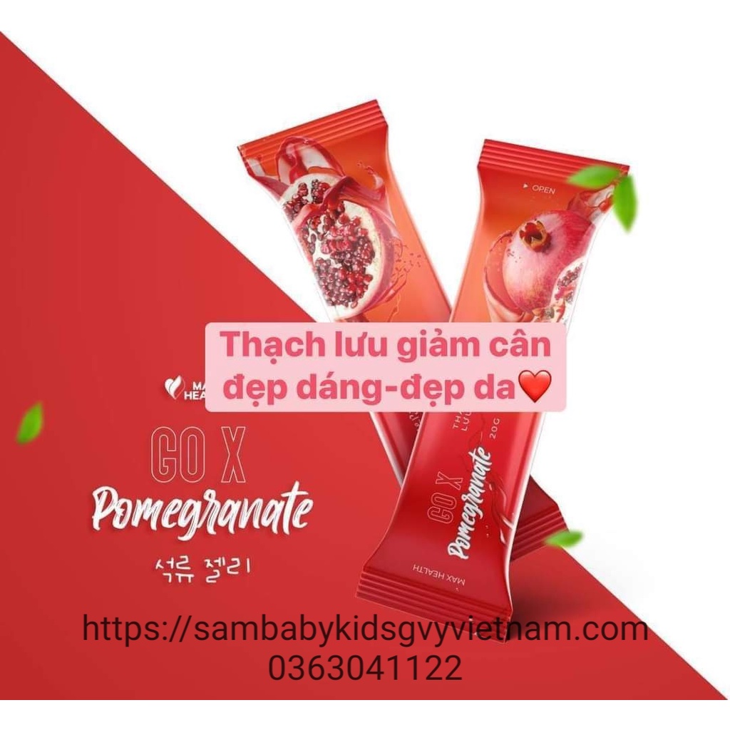 Thạch Lựu Giảm Cân Collagen Go X Hàn Quốc, Thạch Lựu Giảm Cân Matxi Corp, Hộp 14 gói, Chính Hãng