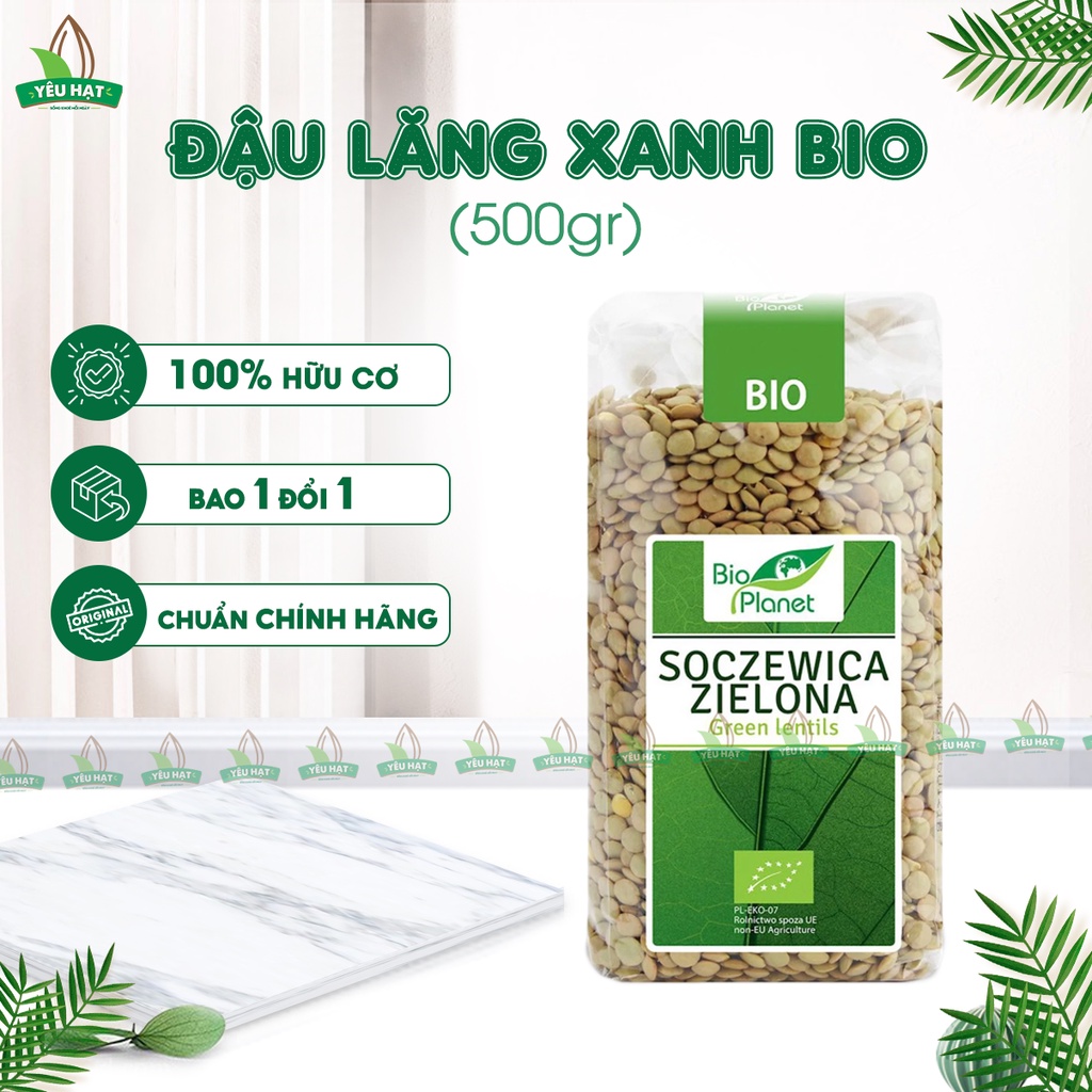 Đậu Lăng Xanh Hữu Cơ Bio Planet CHUẨN Hữu Cơ (gói 500g) - Hạt Đậu Organic 100% Tốt Cho Sức Khỏe