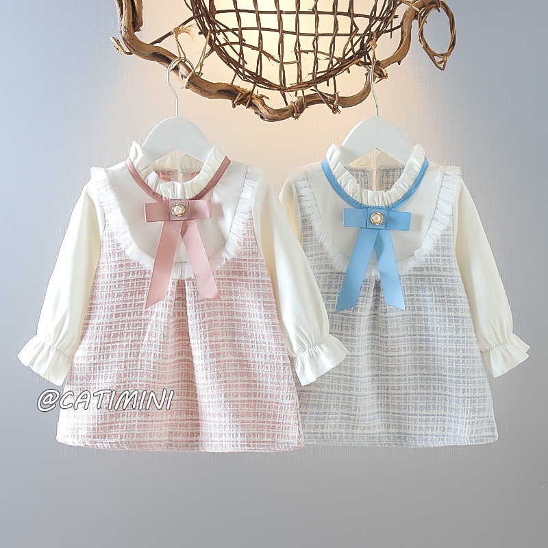 CATIMINI Đầm Công Chúa Giả Hai Lớp Phong Cách Phương Tây Cho Bé Gái