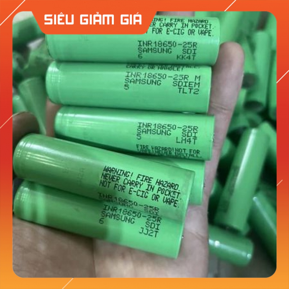 Cell Pin 18650 Samsung 25R dung lượng 2500-3200mAh xả cao 25A tháo khối [ Shop Mới Ưu Đãi ]