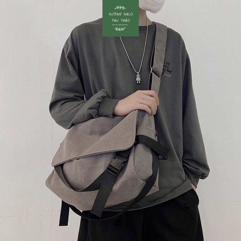 Túi tote đeo chéo nam nữ vải canvas phong cách ulzzang unisex giá rẻ đi học đi chơi - xuongbalothuthao