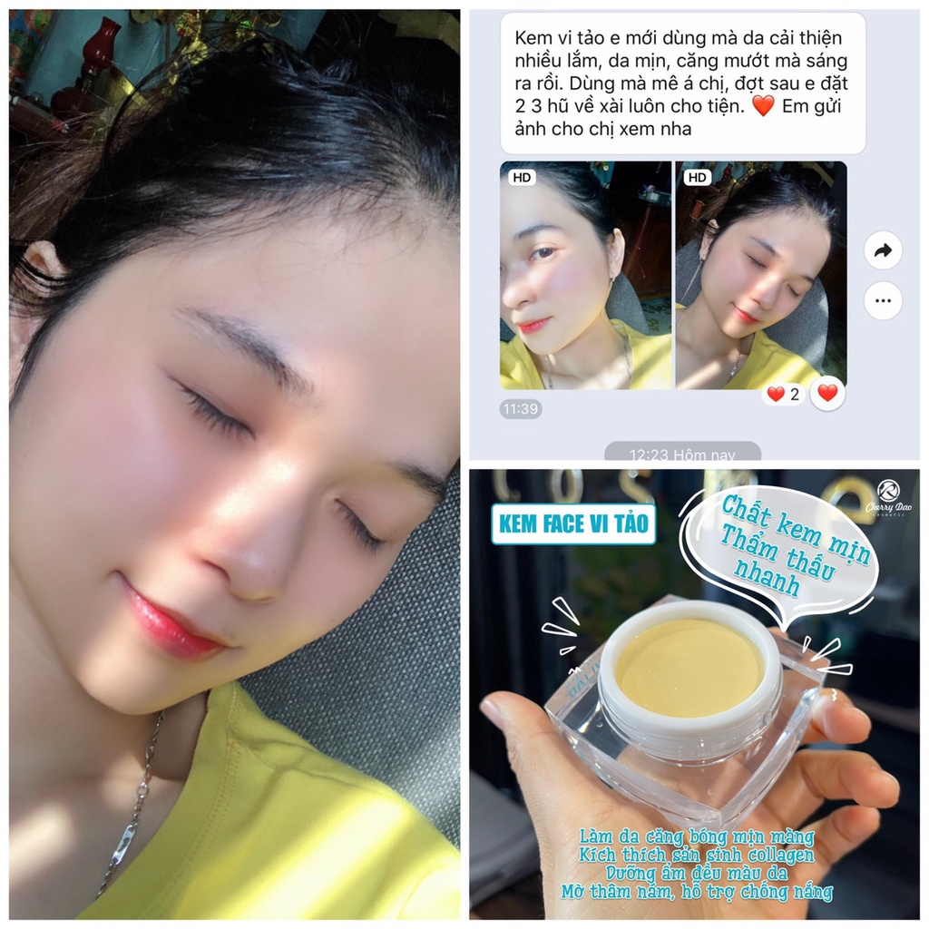 Kem dưỡng trắng da mặt - Kem dưỡng ẩm chính hãng chiết xuất face Vi Tảo Hàn Quốc CRD Cherry Đào mẫu tét  5G