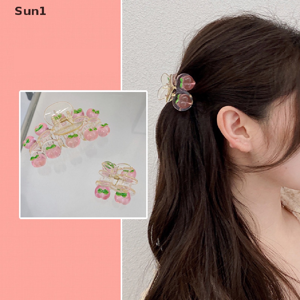 Sun1 &gt; Kẹp Tóc Càng Cua Bằng Acrylic Hình Quả Đào Ngọt Ngào