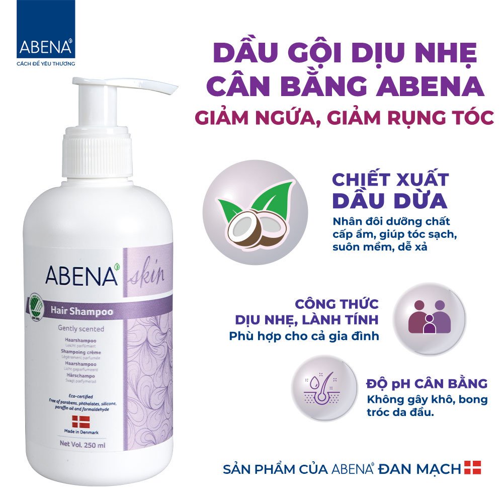 Dầu gội Abena Hair Shampoo with perfume -Nhập khẩu Đan Mạch (Chai 250ml)