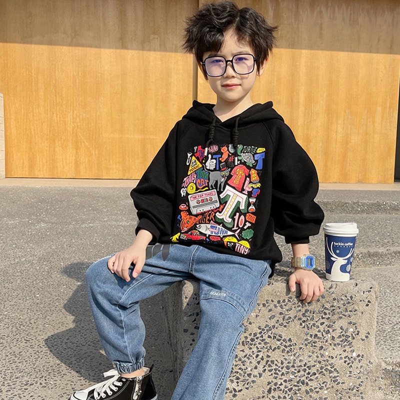CATIMINI Áo Hoodie Dáng Rộng In Họa Tiết Hoạt Hình Phong Cách Hàn Quốc Cho Bé Trai
