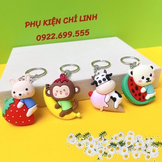 Set móc khoá thú ôm đồ ăn