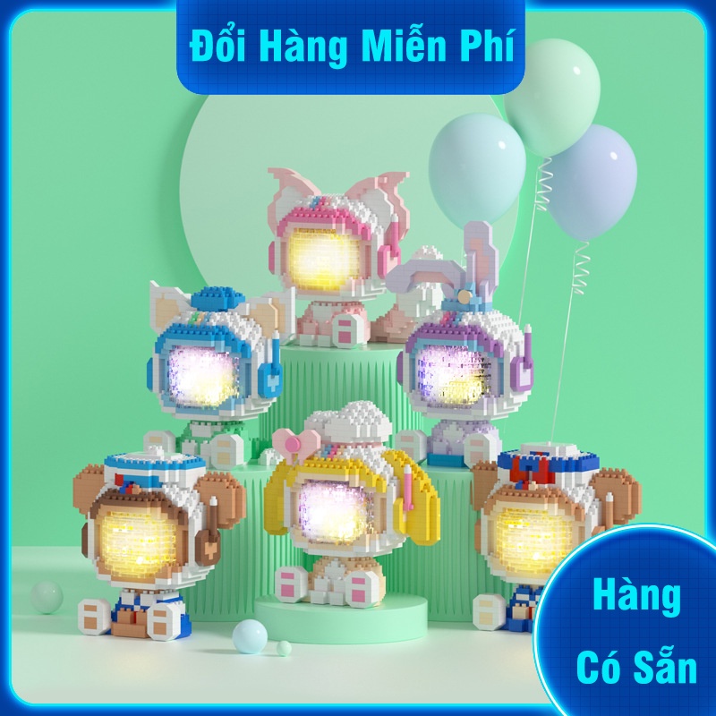 Đồ chơi lego lắp ráp 3d mô hình động vật thu nhỏ, đồ chơi lego lắp ráp thú cưng cho bé có đèn led dễ thương đáng yêu