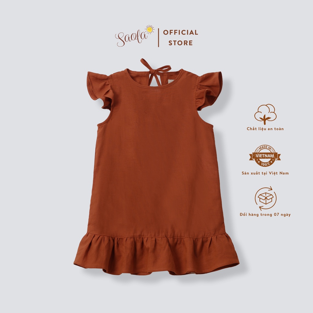 Váy Cổ Tròn Tay Bèo Cột Nơ Xinh Xắn Cho Bé Gái - NAOMI DRESS - DRL025, DRL026 - SAOLA KIDS CLOTHING