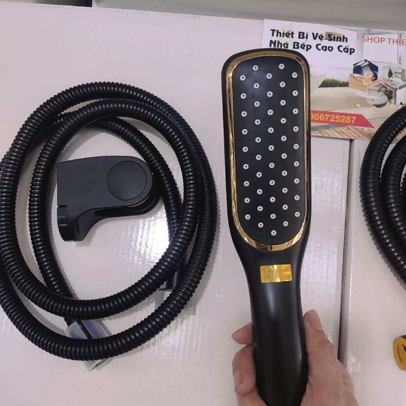 Bộ Tay Sen tắm sơn tĩnh điện màu đen 3 chế độ,tay sen màu đen dài 1 chế độ